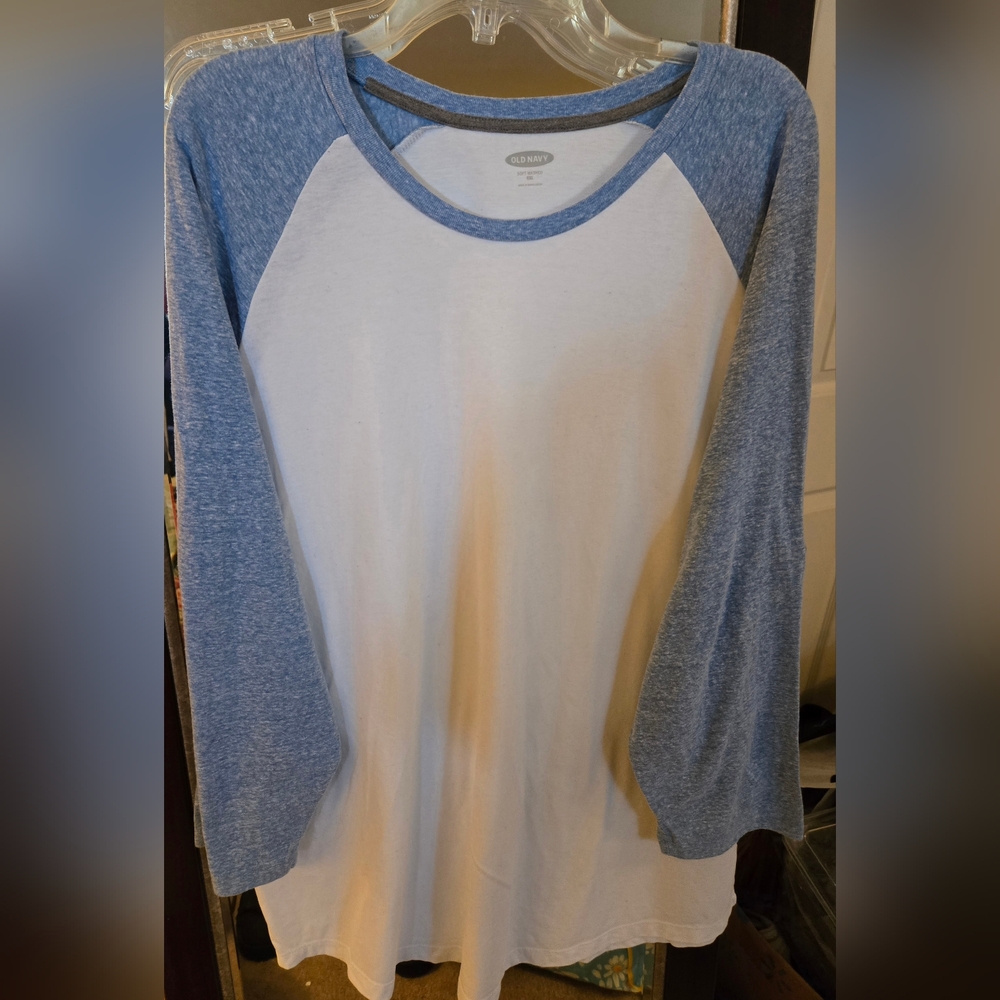 Old Navy, Light Blue and White Soft-Washed Baseball Jersey, XXL, NWOT